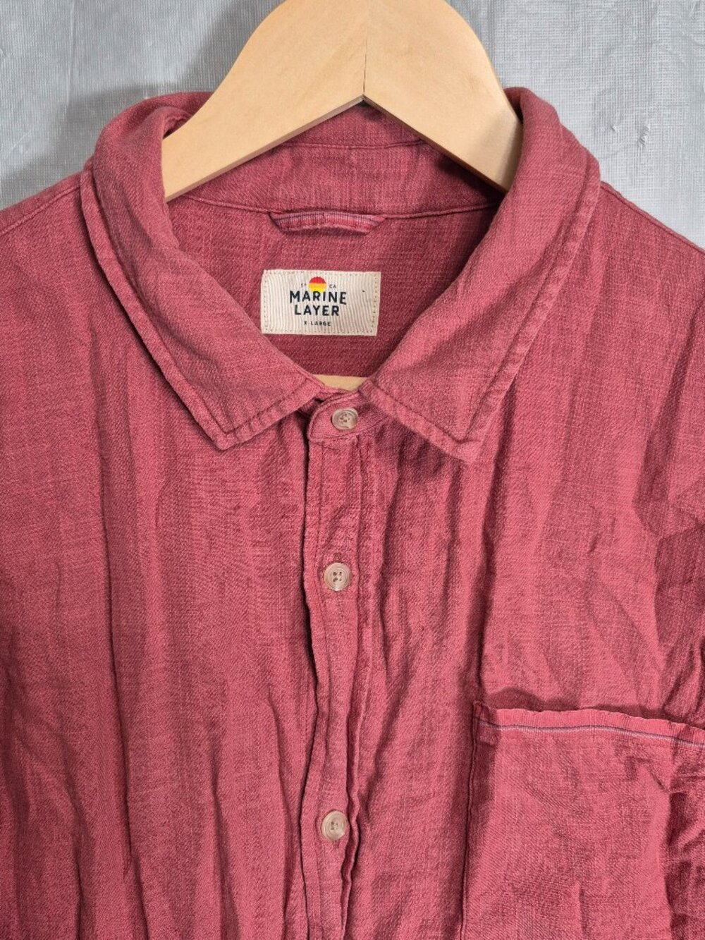 Marine Layer Men’s Rust Short Sleeve Button Up Shirt XL Cotton Blend Casual 0620